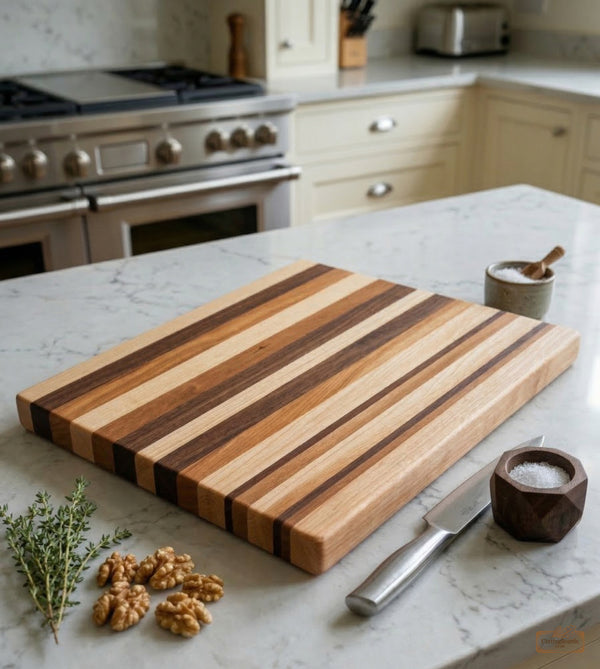 Maple Walnut & Cherry Long Grain Chopping Board / Serving Board